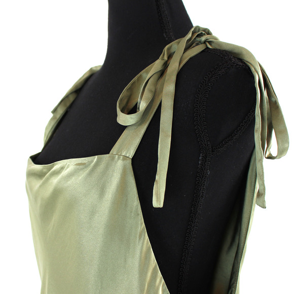 Reformation Aden Silk Artichoke Tie Shoulder Satin Midi Dress XL Green Slip Midi - Picture 4 of 8